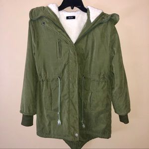 Abody Green Faux Fur Lined Coat